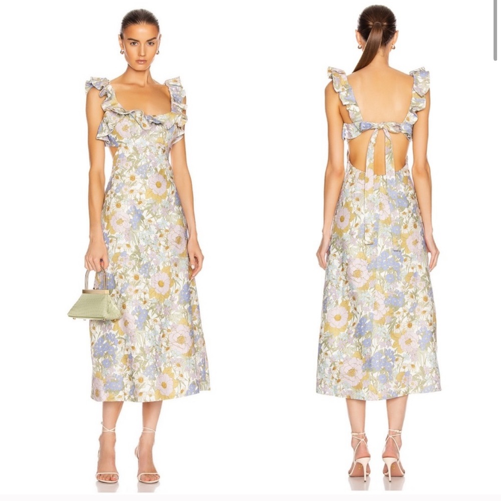 Zimmermann Super Eight Frilled Midi Dress